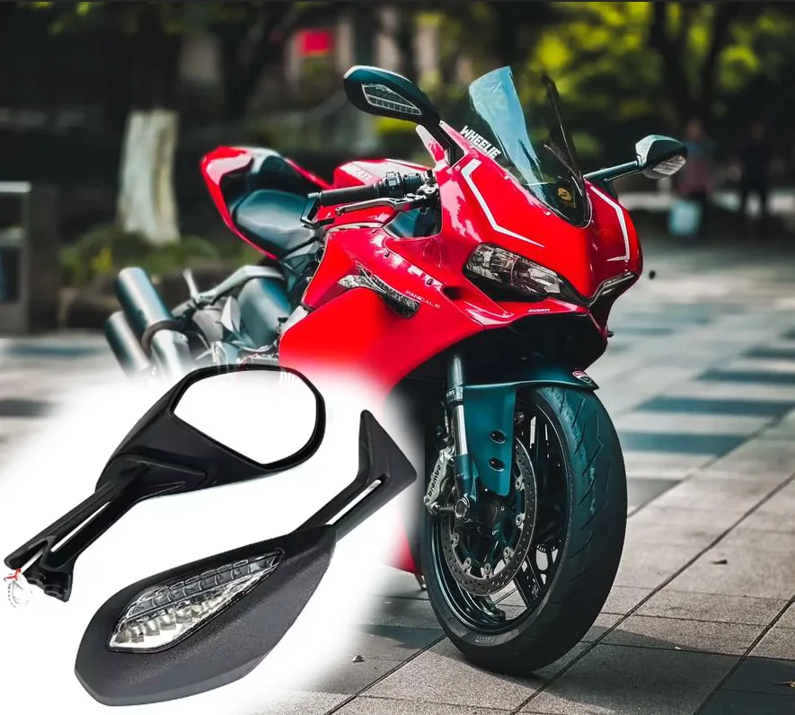 

Motorcycle Easy installation Black rear view Mirror Set With LED Turn Signals ABS rearview mirrors For Ducati Panigale 959/1299S