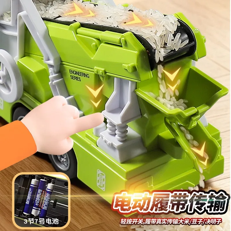 Electric Sand Transport Truck Conveyor Belt Dump Body Simulated Construction Engineering Vehicle Desktop Display Collection Gift view 2