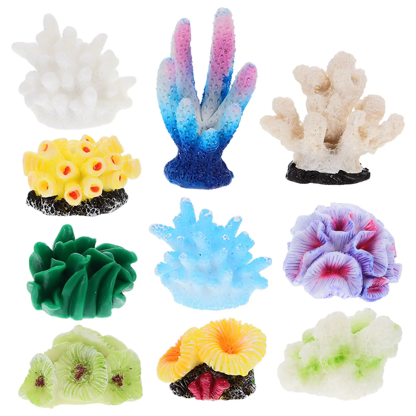 

10 Pcs Artificial Coral Decoration Fish Tank Pond Aquarium Vivid Resin Easy Care Lifelike Appearance Desktop Landscape Ornaments
