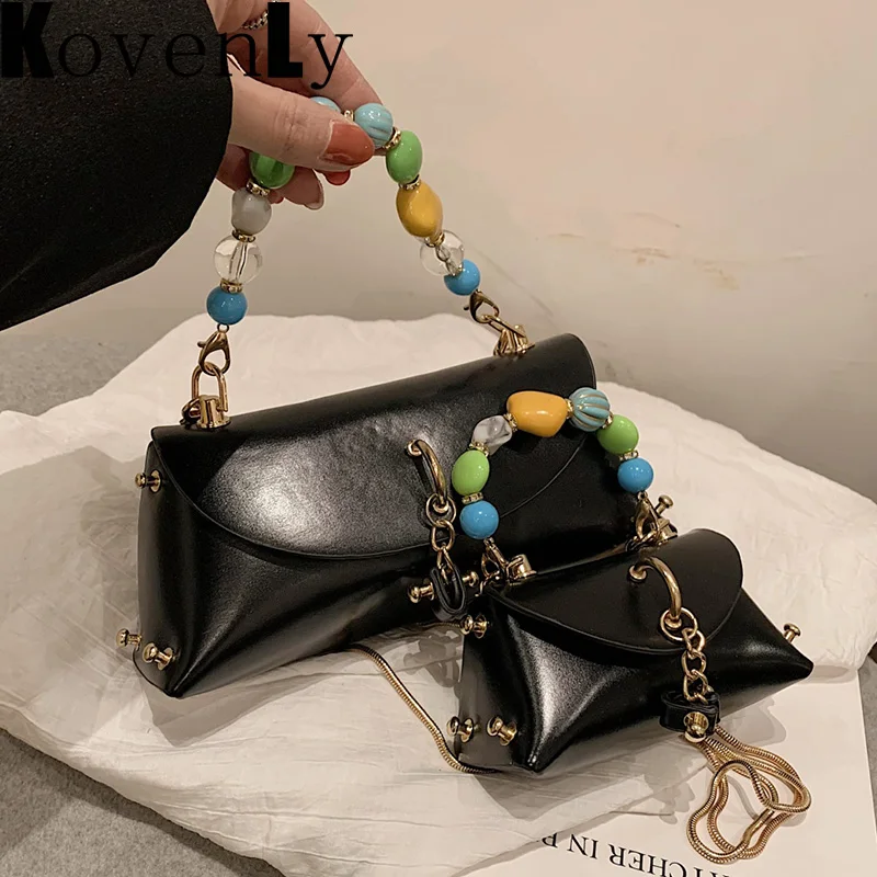 Moda Mini Bolsas Para As Mulheres Cor De Luxo Beads Handle Clutch Purse Marca Pequeno Sling Bag Sacos Do Mensageiro De Couro Feminino