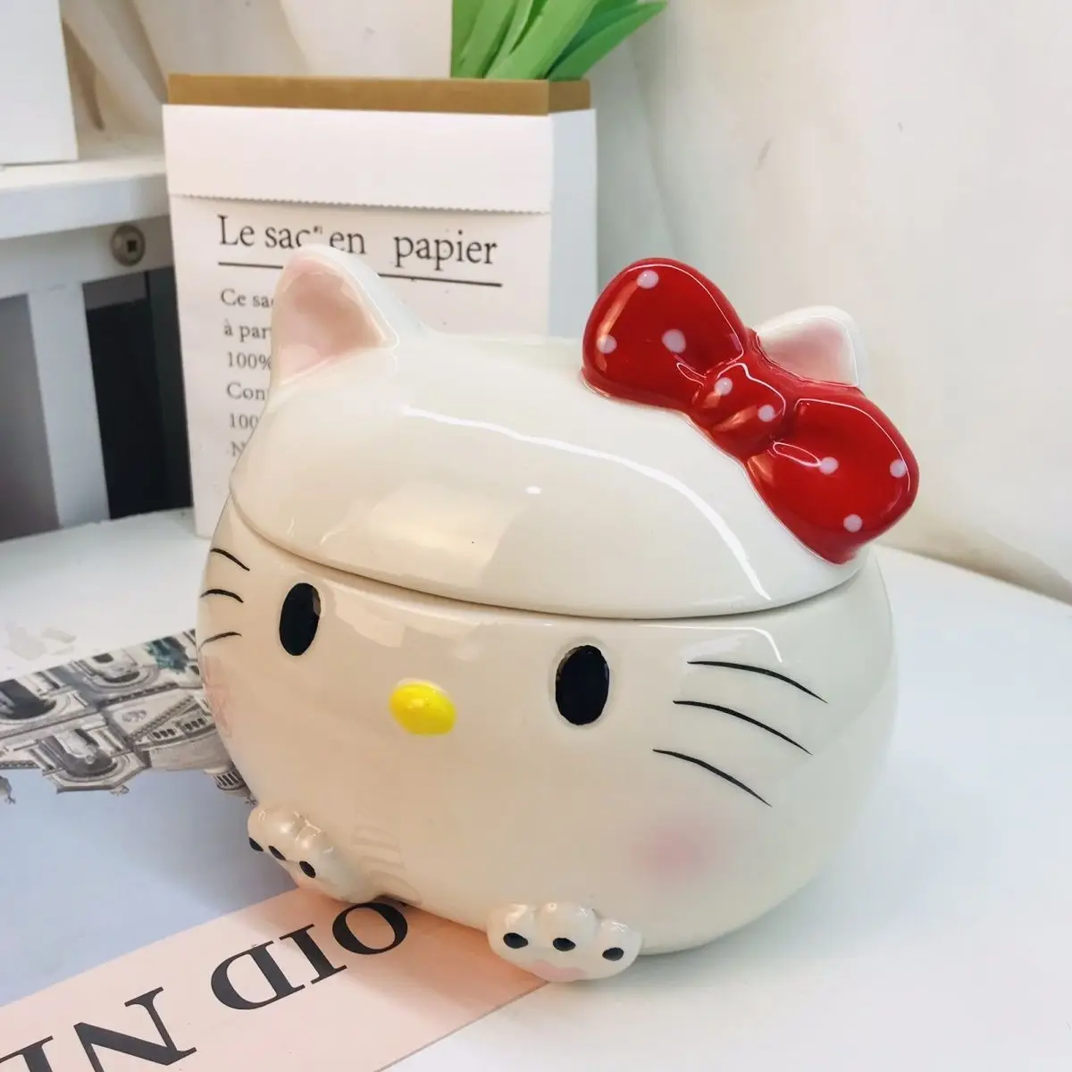 

Cute HelloKitty Room Decoration Ceramic Storage Crafts Ornament Cute Home Cookie Jar Children's Money Jar Anime Ornament