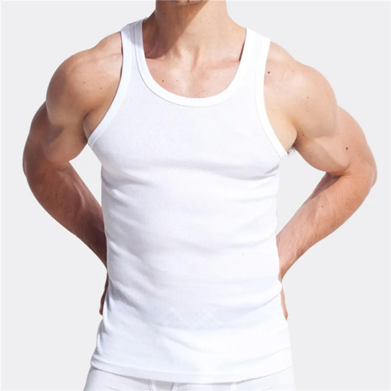 Men Muscle Vests Cotton Underwear Sleeveless Tank Top Solid Muscle Vest Undershirts O-neck Gymclothing Bodybuilding Tank Tops