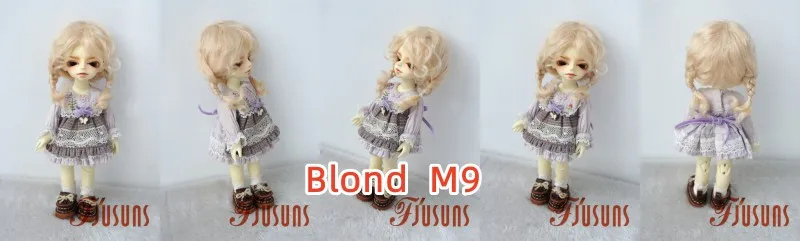 JD644 4-5inch 5-6inch Messy Baby Curly Mini Twintail Mohair BJD Wigs 1/8 1/12 OB11 Lati Yellow Doll Accessories