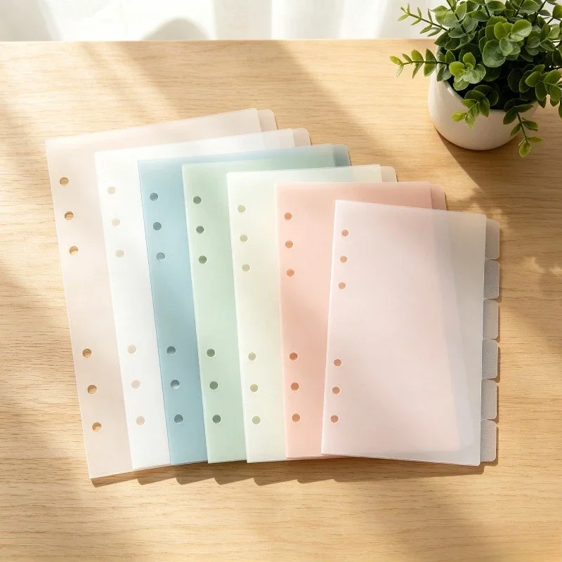 6Pcs A6 Transparent 6 Hole Tab Dividers Binder Index Separator Planner Journal Insert Stationery Organizer Journal Binder