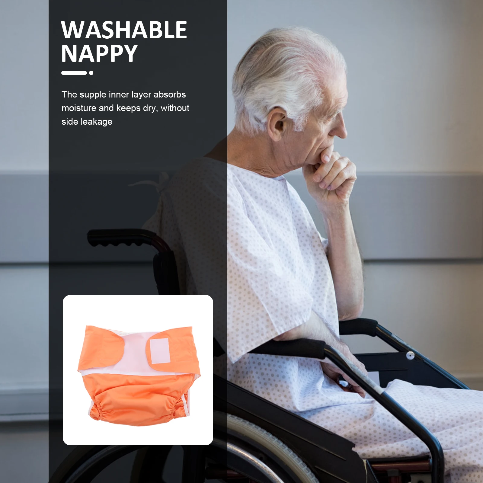 

Waterproof Anti-leakage Adult Diapers Reusable Washable Nappy Incontinence Pant Hospital Home Care Side Leak Protection