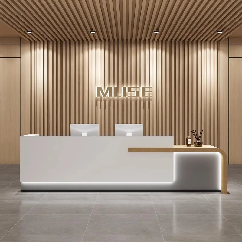 Luxury Modern Office Reception Desk For Salon Spa Beauty Area Shopping Mall Front Desk Or Cashier Desk Made Of Wood