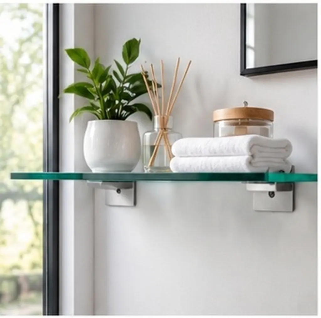 8Pcs Glass Shelf Clamps Stainless Steel Durable No-Drill Fixed Panel Glass Brackets Easy Install Shower Door Hardware Mirror
