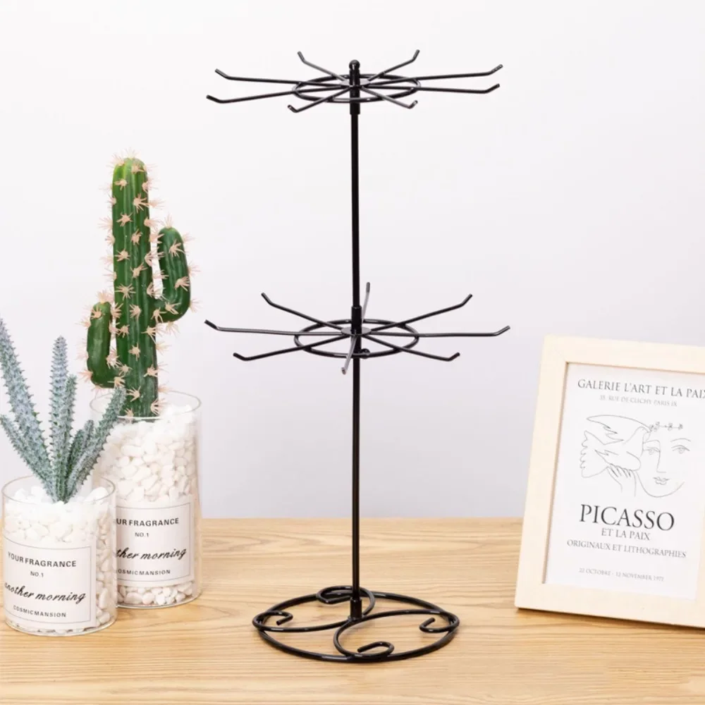 Jewellery Display Rack Black White Tiara Glasses Necklace Storage Rack Hanging Rack Rotating Metal Shelf Living Room Ornaments