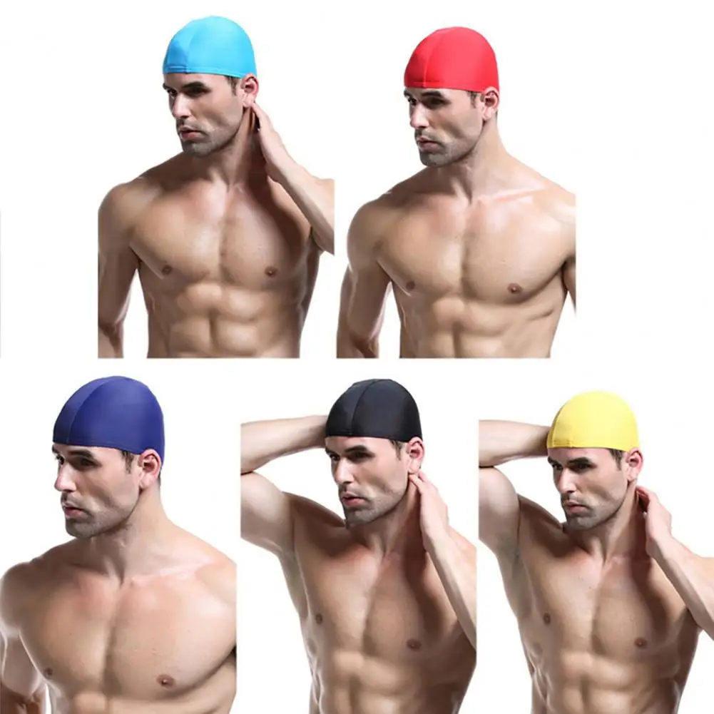 Adults Swimming Caps Free Size Men Women Elastic Nylon Ear Long Hair Swimming Pool Hat Diving Hat Waterproof Swim Cap