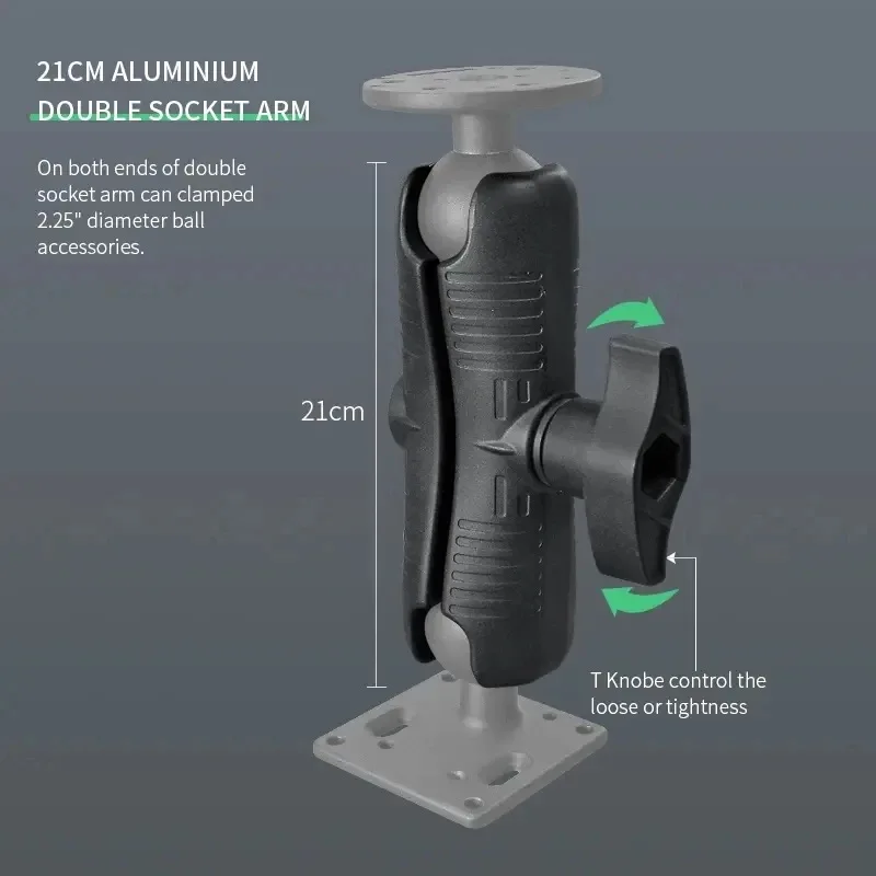 Placa redonda de 2,25 pulgadas, Bola de 3,68 pulgadas, 21CM de largo, soporte para GPS/ordenador para RAM
