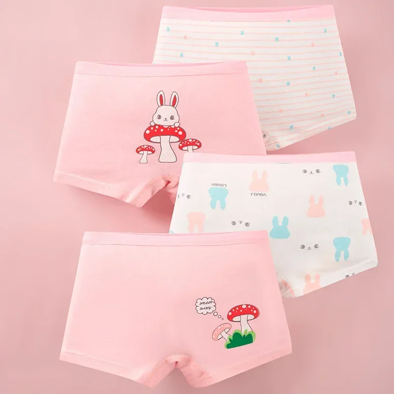 4Pieces/Lot 1-12Y Children Underwear High Quality Milk Shreds Girls Panties Cute Pattern Kids Boxer Briefs Child Soft Girl Pants