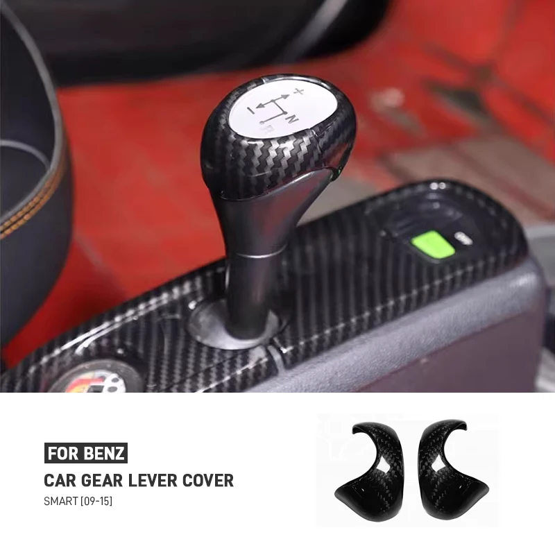 

Real Carbon Fiber For Benz Smart Fortwo 451 2009-2015 Car Center Console Gear Shift Head Lever Knob Sticker Cover Decorate Trim