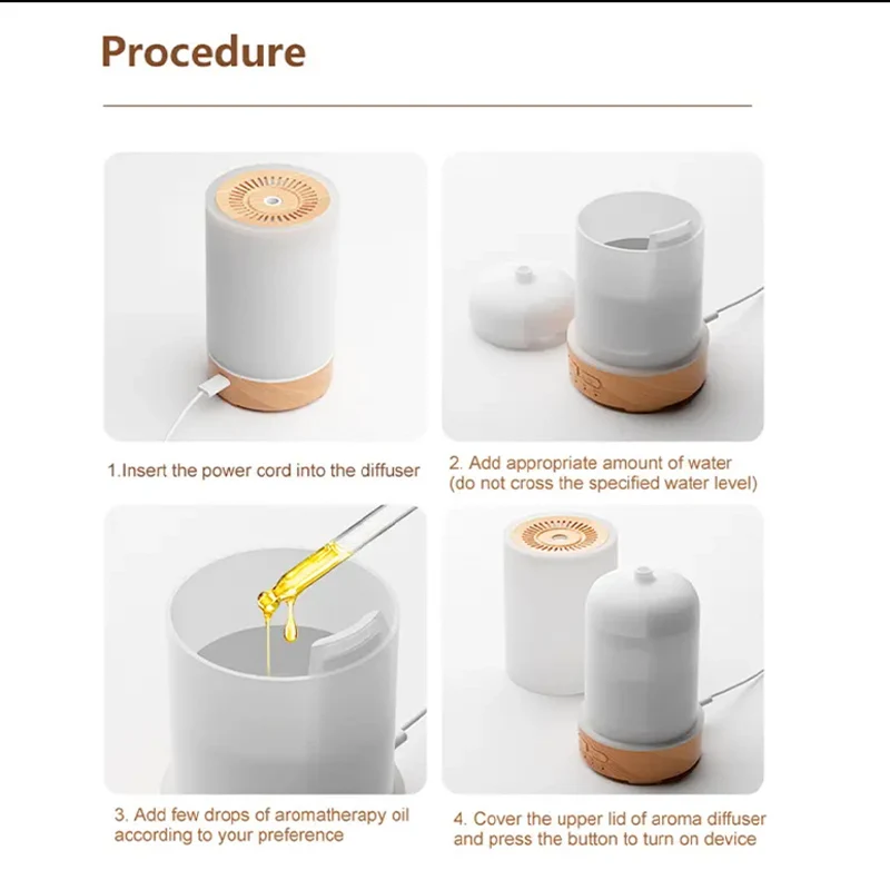 150ml Remote Control USB Power Supply Ultrasonic Silence Atomizing Air Humidifier Timeable Settings Essential Oil Aroma Diffuser