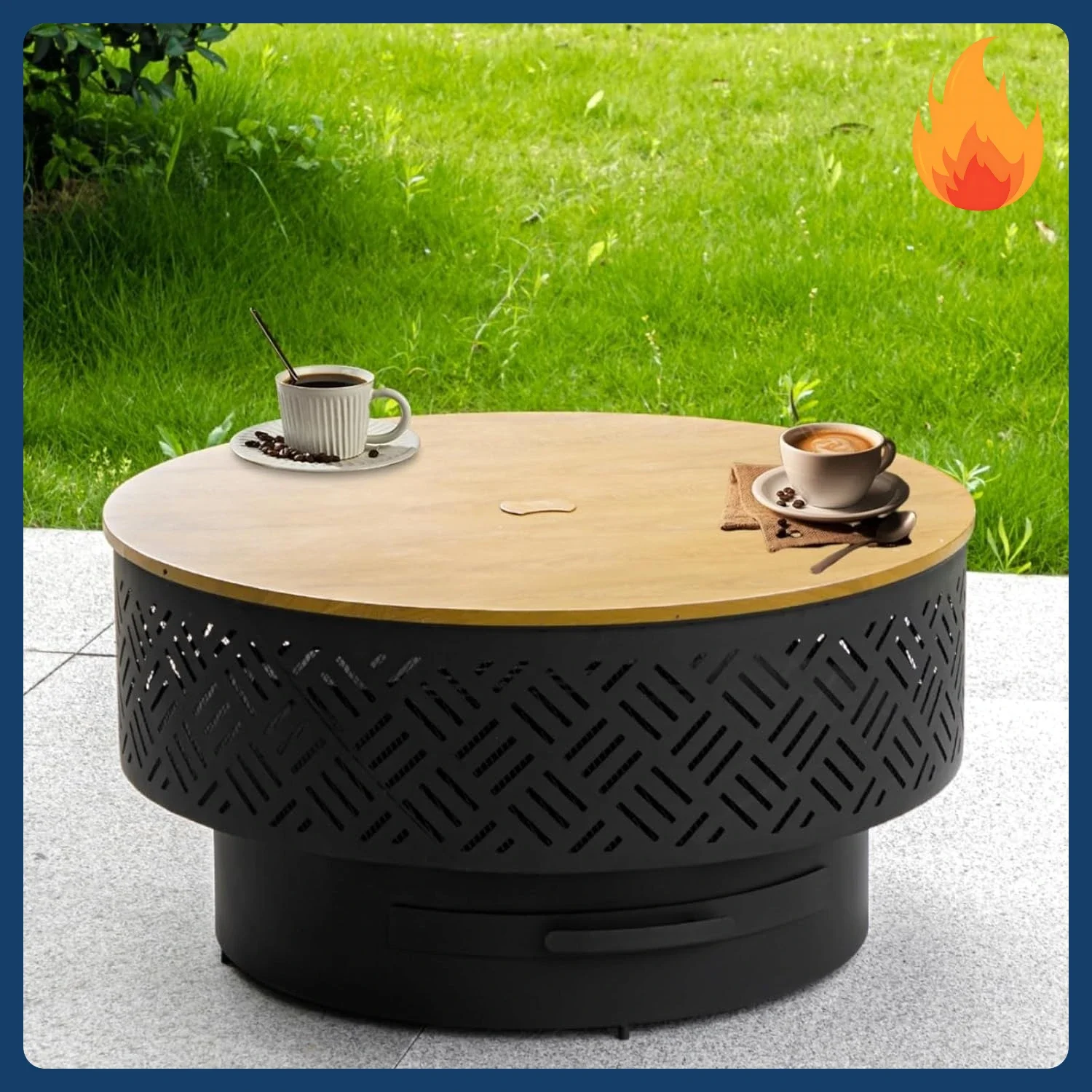 

[Discounted Price!]26" Wood Burning Fire Pits with Grill & Lid, Fire Pit Table for Outside with Waterproof Cover & Fire Poker, O