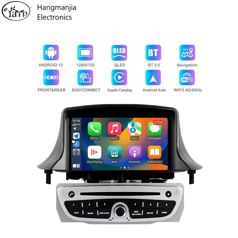 hangmanjia Wireless Android Auto Radio For Renault Megane 3 Fluence Samsung SM3 2008 - 2014 4G Car Multimedia GPS 2din carplay