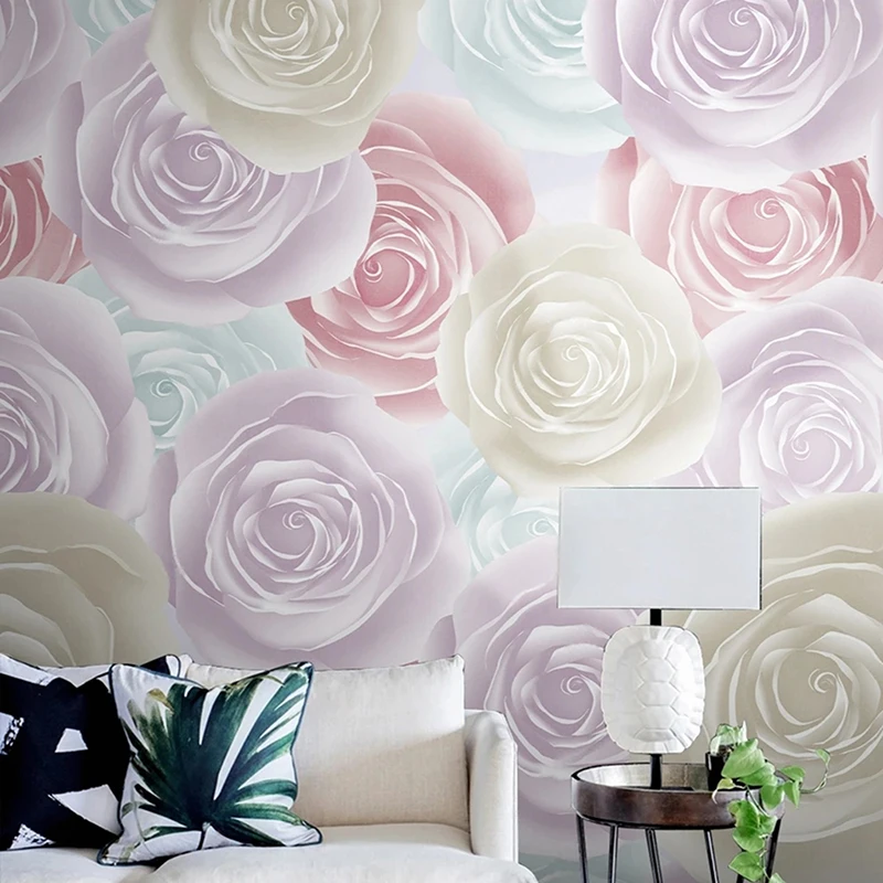 Romantic Floral Rose Pattern Wallpaper For Living Room Bedroom Photo Wall Mural Wedding Engagement Party Decoration Background