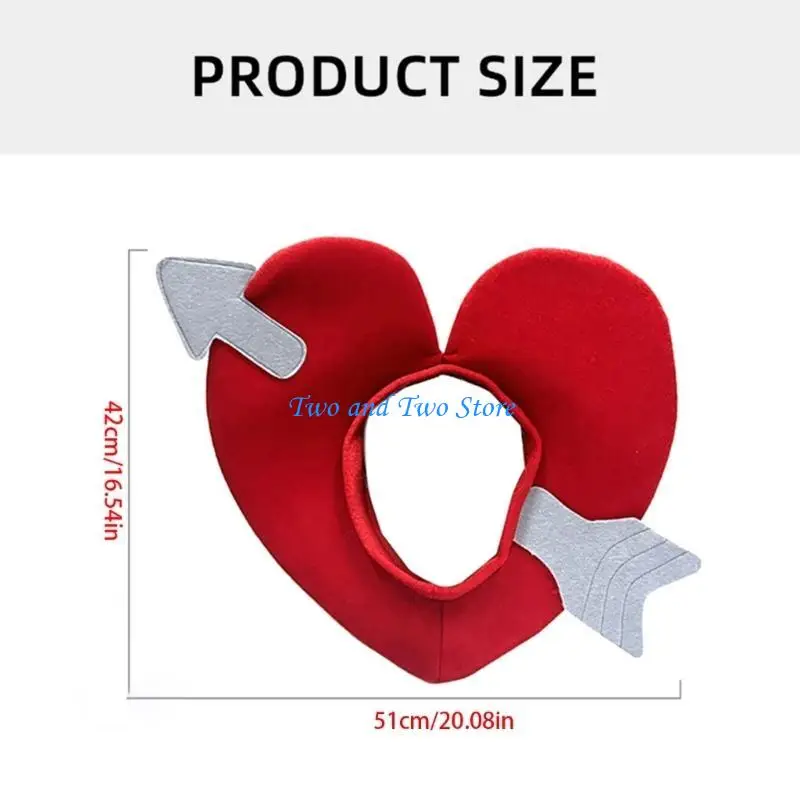 HX6F قبعة على شكل قلب أسهم ثلاثية الأبعاد للاحتفال بعيد الحب وأغطية الرأس
