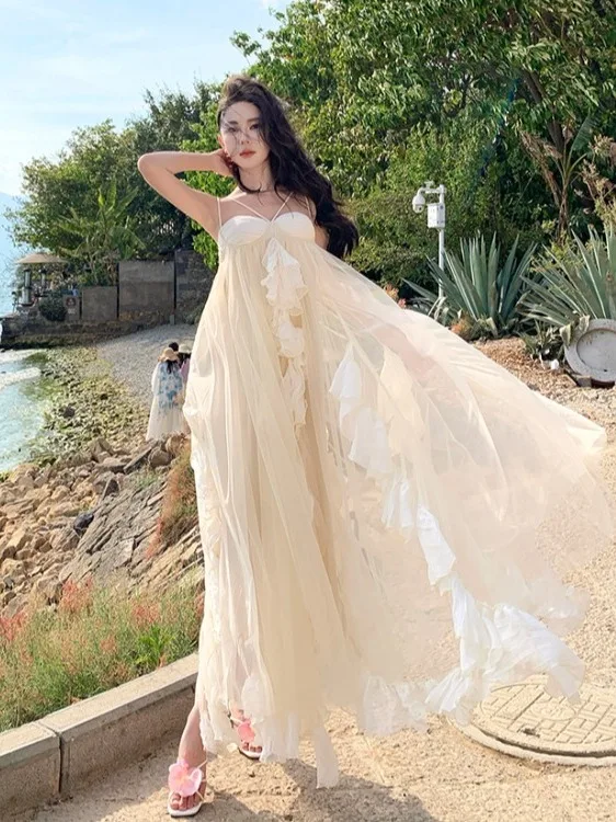

Пляжная юбка Ele Beach Vaion Sle Maxi Dr Fairy Aosphere, свободный крой, полиэстер, без эластана, для летнего сезона, для пляжа и песка