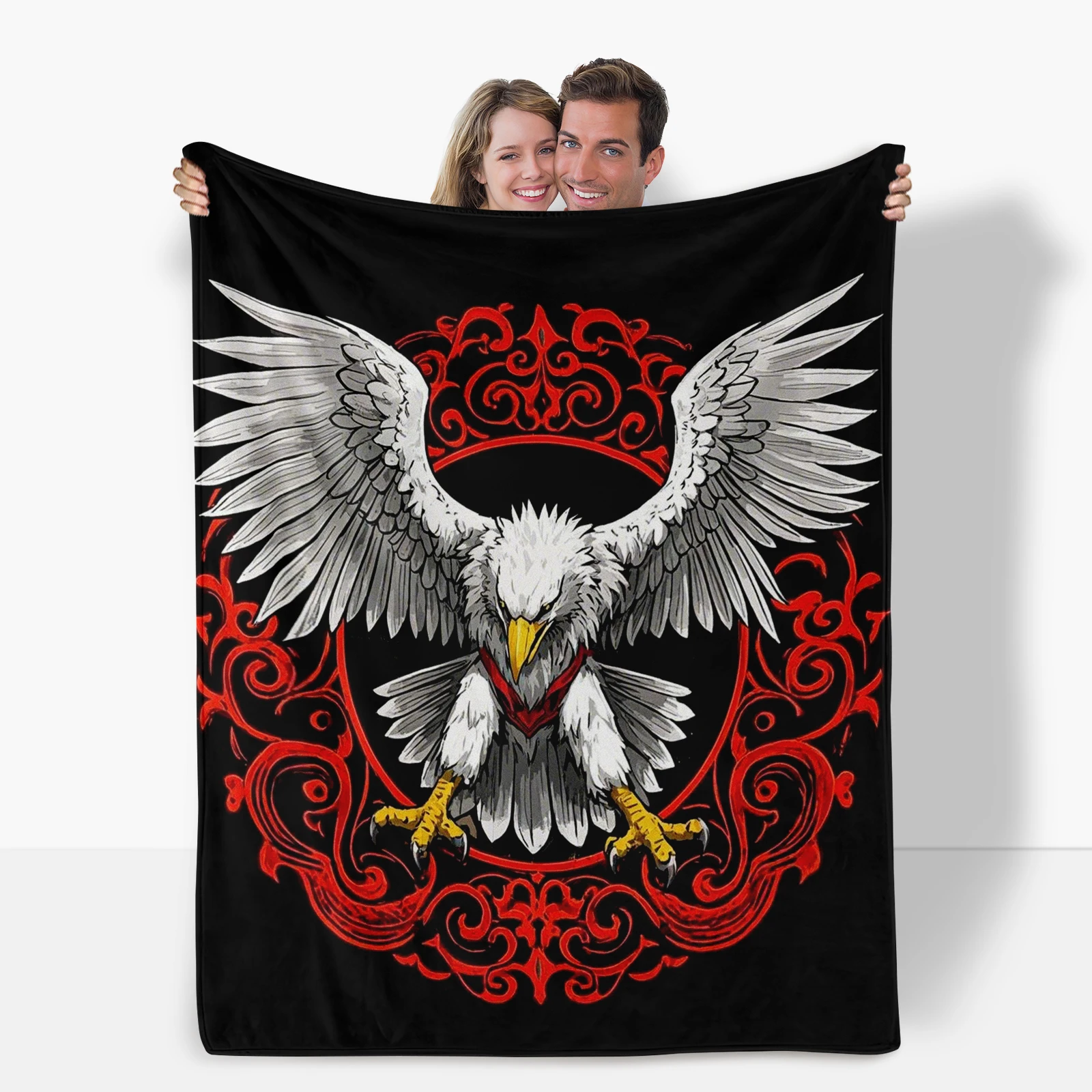 Striking Soaring Eagle And Red Patterns Blanket A Unique Gift For Children Encouraging Dreams And Courage