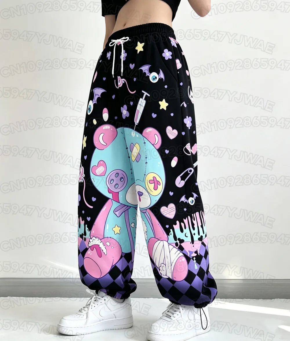 Spring and Autumn Women's Men's Skull Print Street Style Gothic Hip Hop Yami Kawaii Y2K Casual Long Jogger Pants