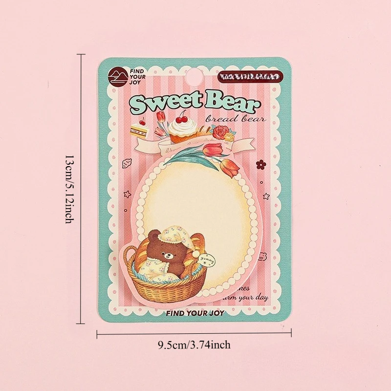 60Sheets/2Pads Cartoon Bear Pattern Sticky Notes Memo Pad Cute Message Sticky Office Stationery School Supplies Journal Planner