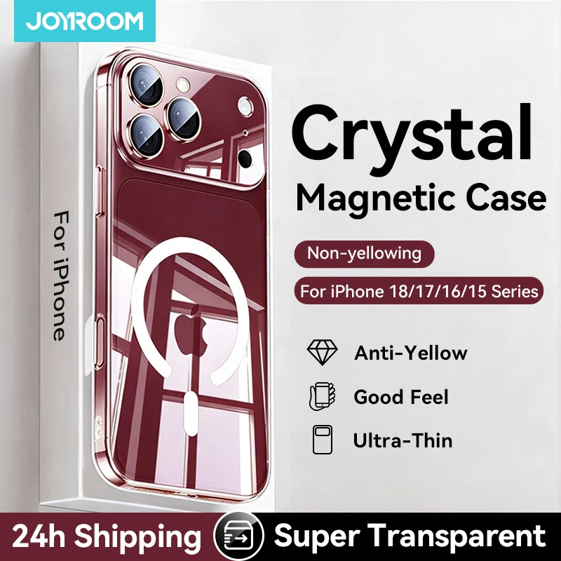 Joyroom Magnetische Hoes Voor iPhone 18 Pro Max Hoes Geen Vergeling Transparante Cover Voor iPhone 18 Pro Draadloze Oplader Dunne Hoes