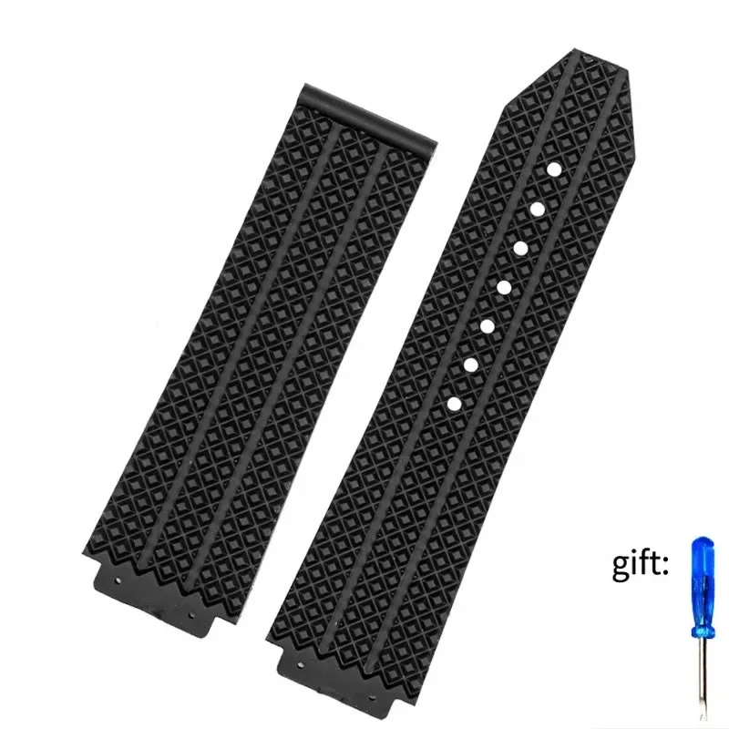 حزام ساعة من السيليكون لـ HUBLOT Hengbao HB Yubo كلاسيكي فيوجن كبير بانج مطاط مقاوم للمياه حزام ساعة محدب الفم 25*19 مللي متر