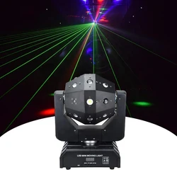 DJ Disco Football Light 16x3W RGBW DMX Stage Moving Head Lights 3 in 1 Bar Club Karaoke Party Beam Strobe Laser Lighting 220V