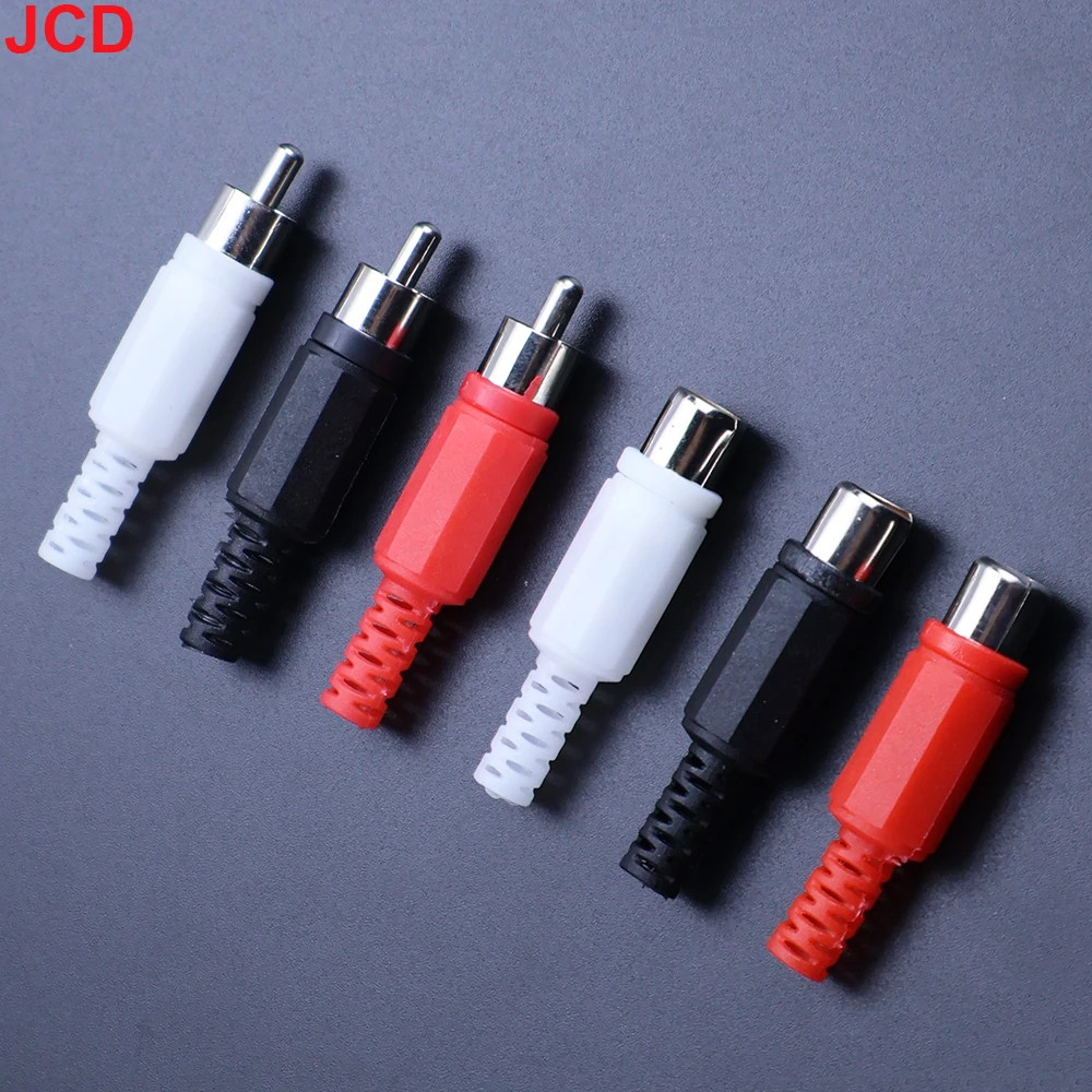 JCD 5/10/20Pcs RCA AV Male Plug Female Socket Lotus Plug Connector With Plastic Shell Welding Adapter For Audio Video Speaker