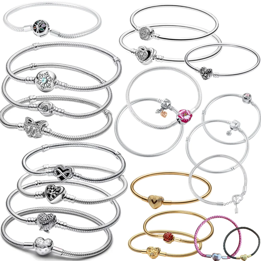 NEW925 Silver,Daisy,Butterfly,Heart-Shaped,Snake Bone Bracelet,Suitable for European Women to Wear Exquisite Charm Jewelry Gifts