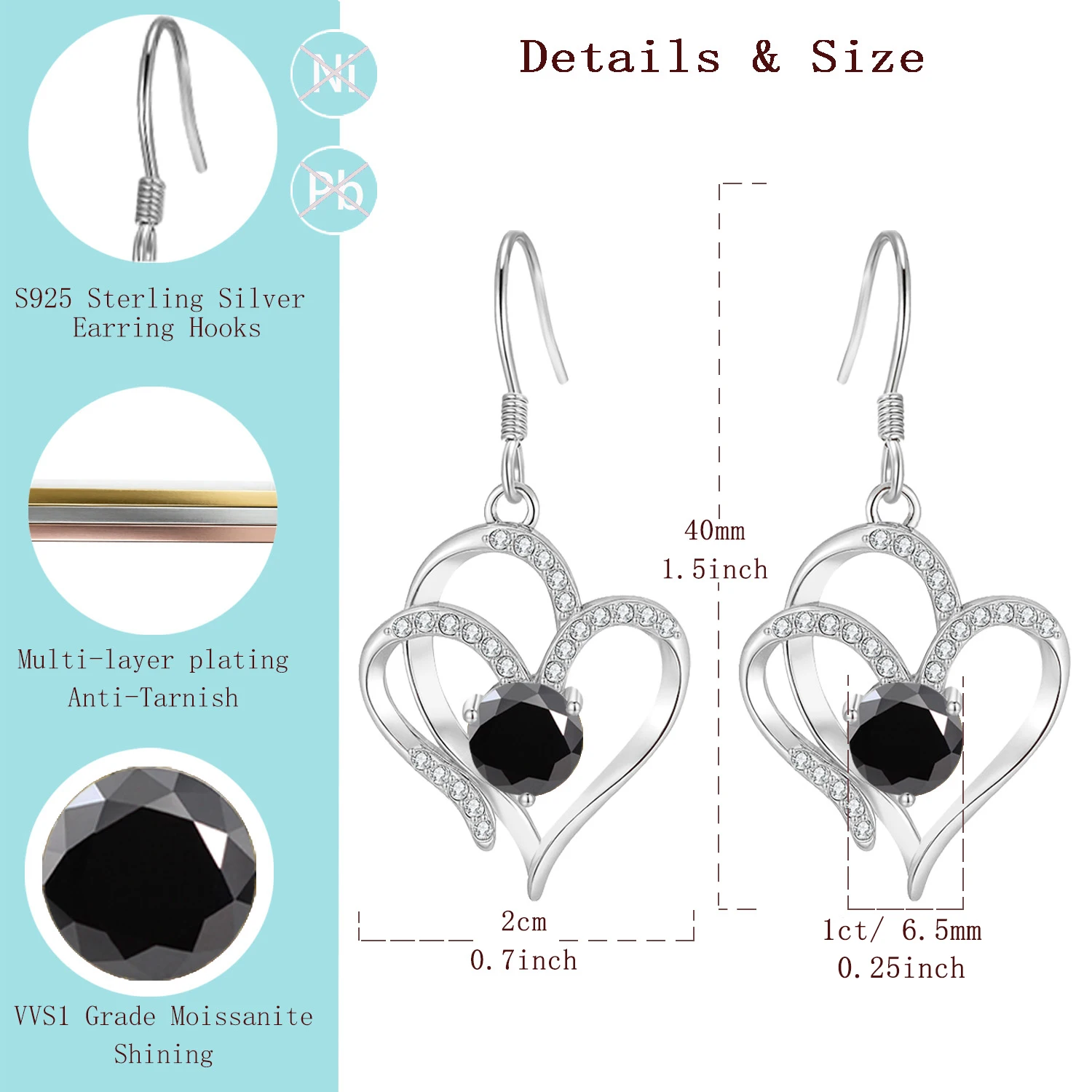 

LAMVOICE 2 carat moissanite earrings, designer item high quality, valentine’s Day, gift for daughter, S925 sterling silver