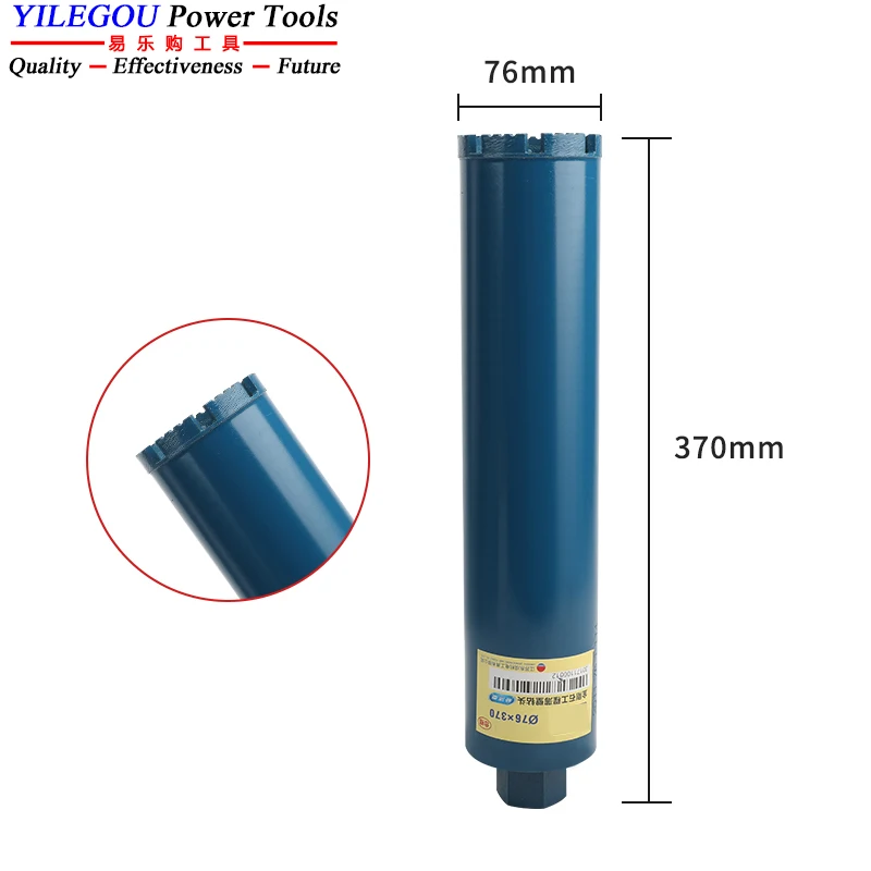 25 27 32 40 51 56 63 76 112 120 127 mm Diamantbohrer. 370 450 mm trockener Diamant-Kernbohrer. 20–132 mm Lochbohrer für Wasserbeton.