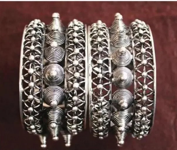 Jewelry Pearl Bracelet  2PC National characteristics Handmade Miao Silver Bracelet style Fine jewe Noble