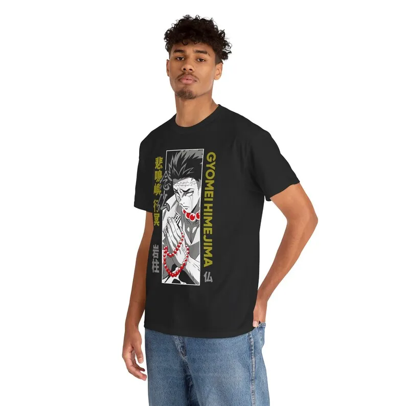 Himejima Gyoumei Rock Breathing Demon Slayer Anime Merch Printed Shirt Japanese Manga Style Unisex 100%Cotton T-Shirt