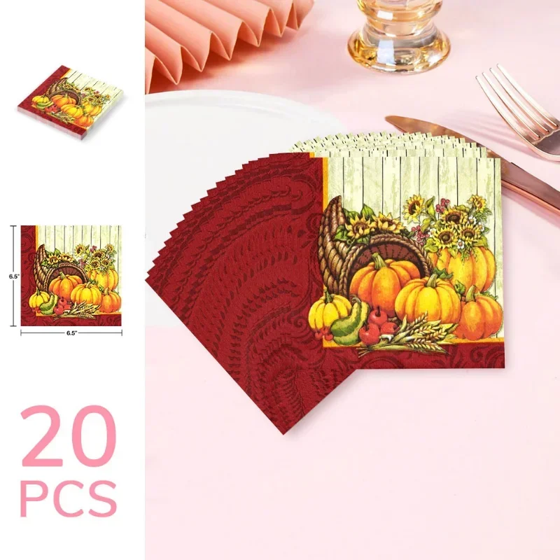 In Stock Summer Halloween Pumpkins Autumn and Winter Coloured Napkins Unscented Virgin Wood Pulp Printed Tissue Paper Party