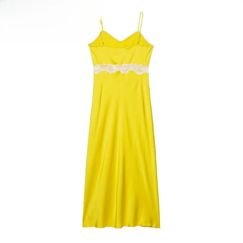 Letnia kolekcja 2025 Faion, dopasowany krój, kwiatowe wykończenie, midi, wysoki stan, swobodny styl, elegancki, damski, nowość.