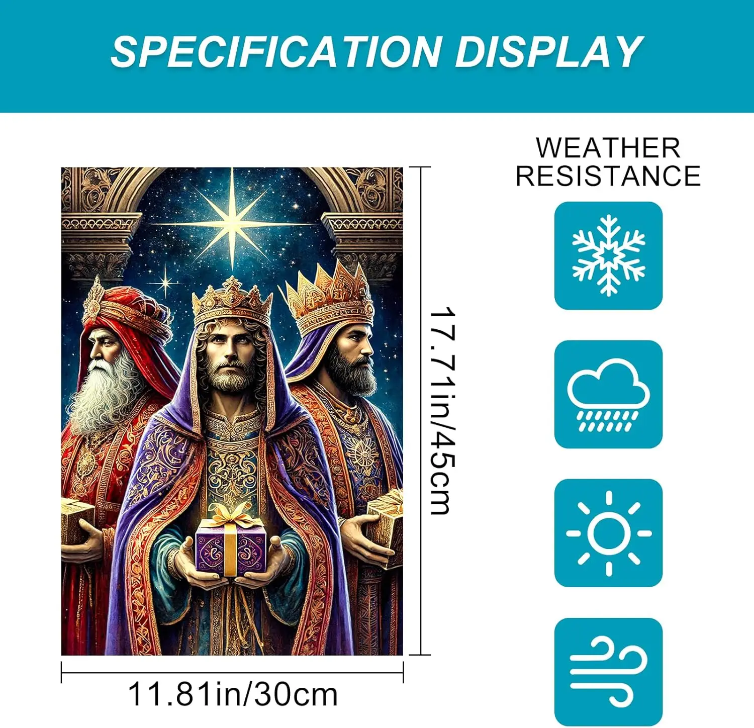 Three Kings Christmas Garden Flag 12x18 Inch Double Sided Nativity Wise Men Banner Country Welcome Seasonal Outdoor Yard Dec SSL view 3