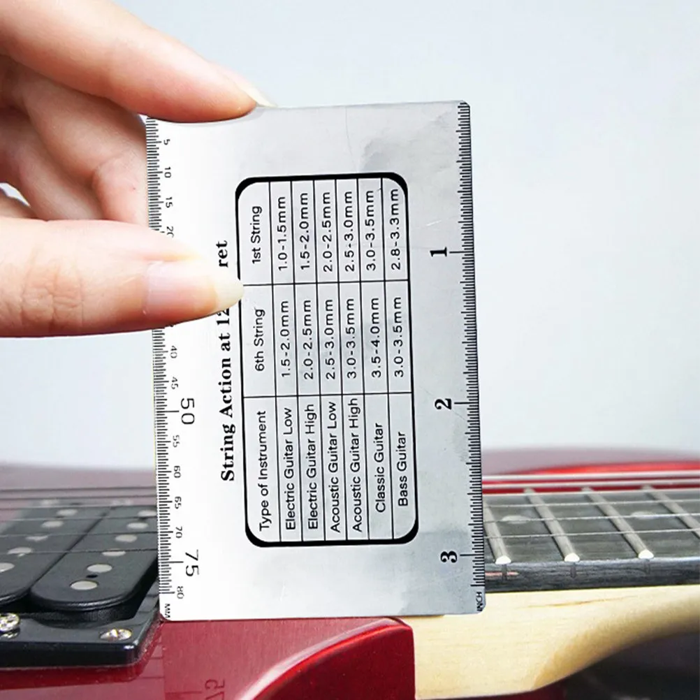 High Precision Steel Guitar String Action Gauge Ruler Measures String Height Fret Spacing Neck Setup Tool for Electric Acoustic