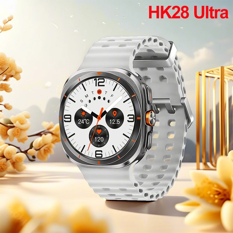 HK28 Ultra Smart Watch AMOLED Men ChatGPT Bluetooth Call 3D Menu Wireless Charger Smartwatch for Android IOS 2024