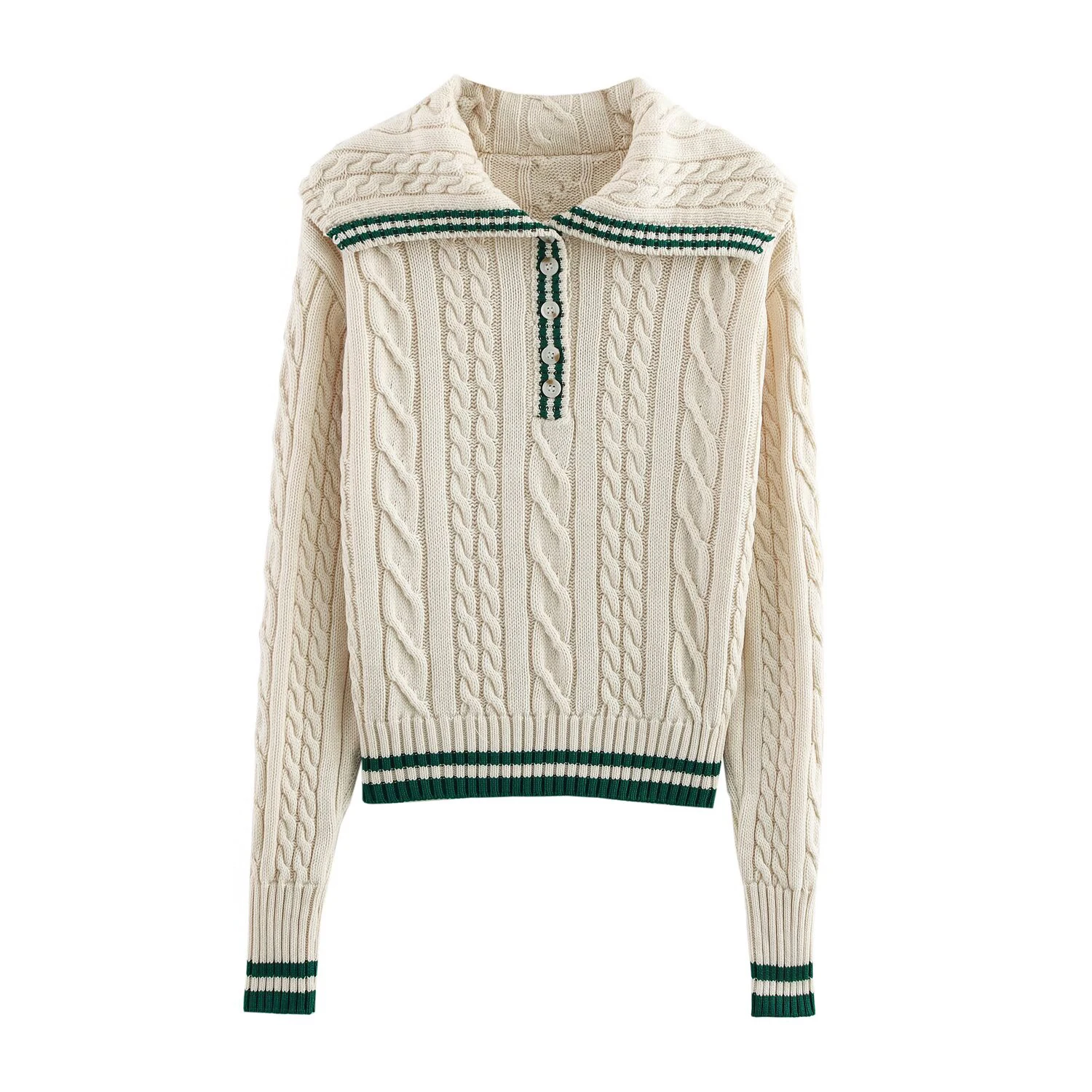 

Модный контрастный цвет, темпераментный лацкан, восьминиточный тканый вязаный свитер с длинными рукавами, пуловер, дизайн, смысл, свитер