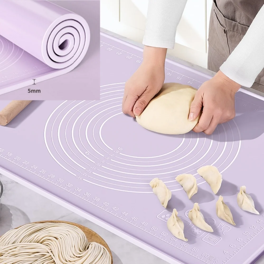 Silicone Baking Mat Extra Thick Dough Rolling Mat with Measurements and Edge Heightening Pizza Bread Cookies Pastry Mat Silicone