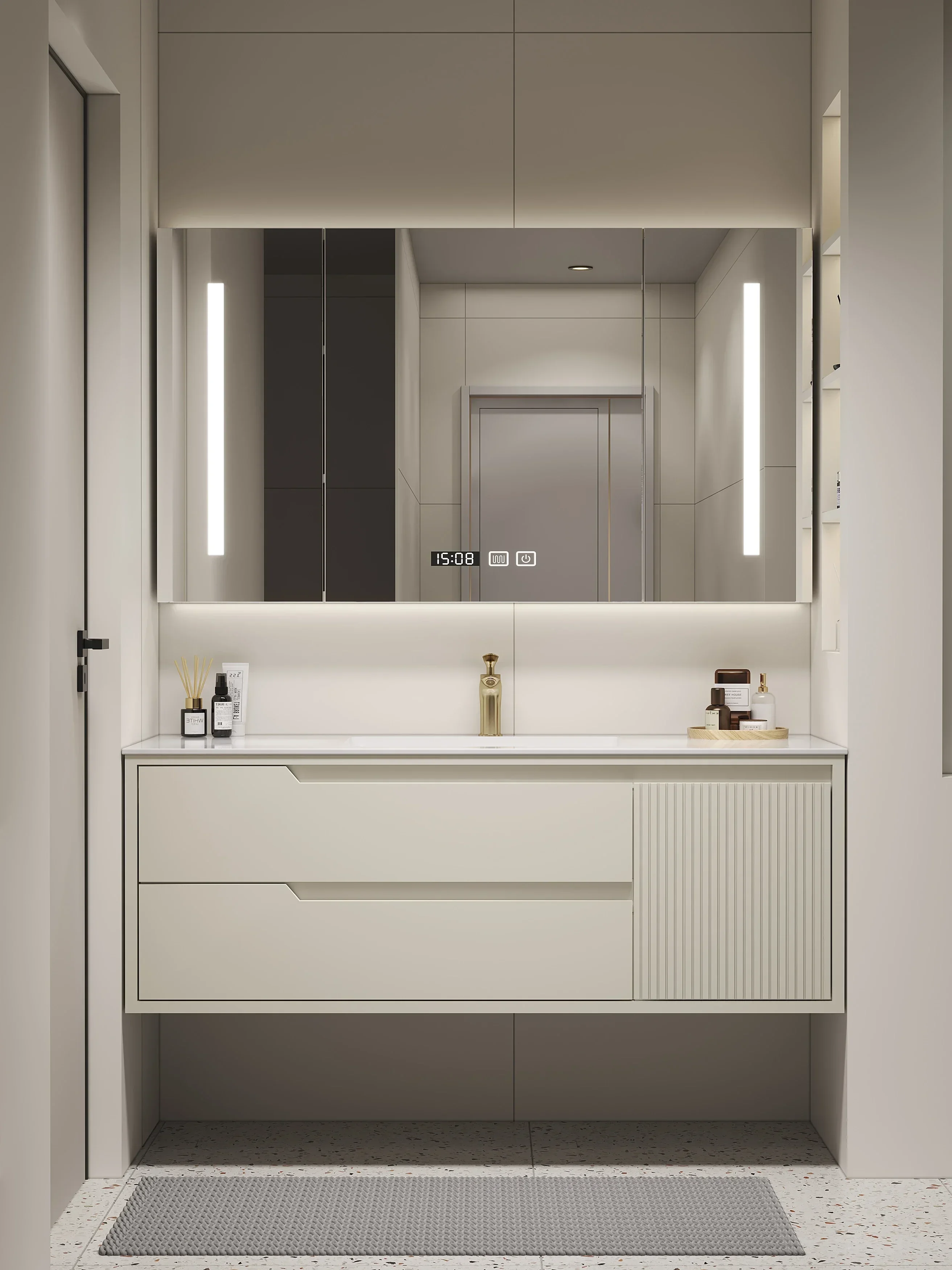 Customize the modern simple slate seamless ceramic integrated basin bathroom cabinet, combined bathroom washstand, washbasin cab