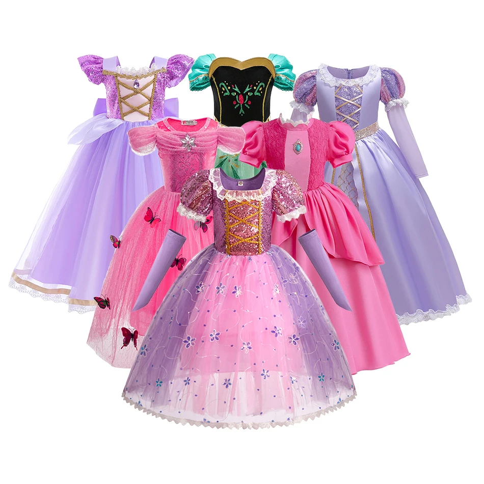 

Children Rapunzel Clothes Girls Princess Christmas Lace Costume Kids Summer Party Fancy Dress Ball Clothing Kids Cosplay Dresses