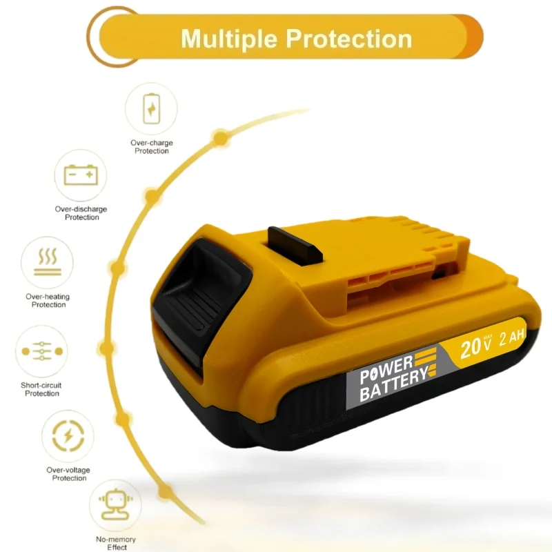 لبطارية ديوالت 20 فولت ماكس 2 أمبير في الساعة DCB206 DCB205 DCB204 DCB202 المحمولة ، 18 فولت 20 فولت ماكس لبطارية أداة الطاقة ديوالت 20 فولت مع شاحن #4