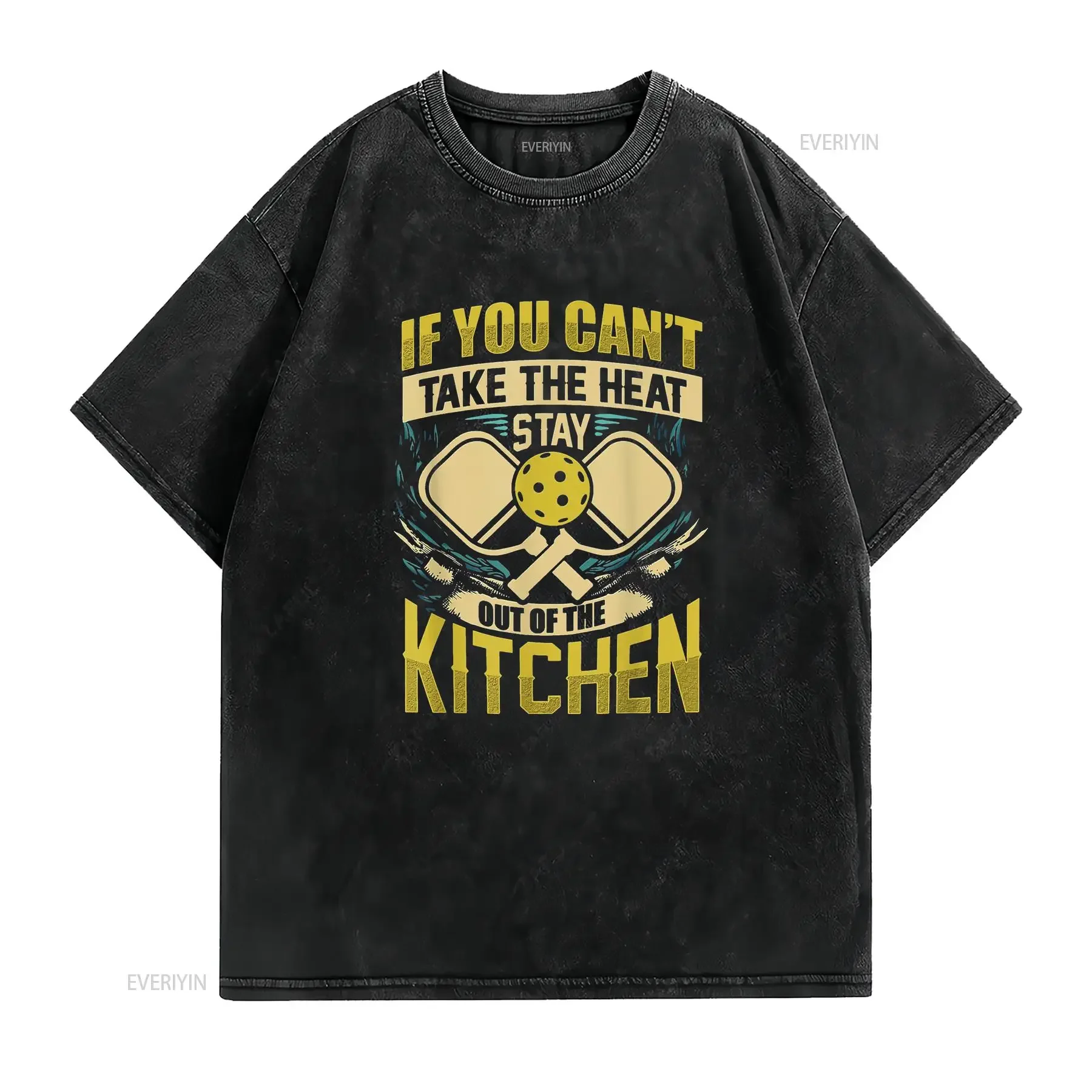 إذا لم تستطيع أن تأخذ الحرارة، البقاء خارج المطبخ، قميص بصمة عتيق مغسول ومتمدد، ملابس عصرية ناعمة للجنسين #2