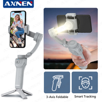 HQ6 3 Axis Anti-shake Vlog Stabilizer with Fill Light Face Following for TikTok Travel Video Shoot Mobile Phone Handheld Gimbal