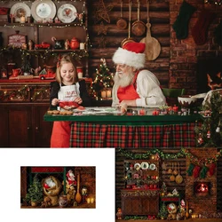 Christmas Kitchen Cupboard Backdrops Kids Family Photography Props Child Adult Photocall Decors Santa Work Station Backgrounds