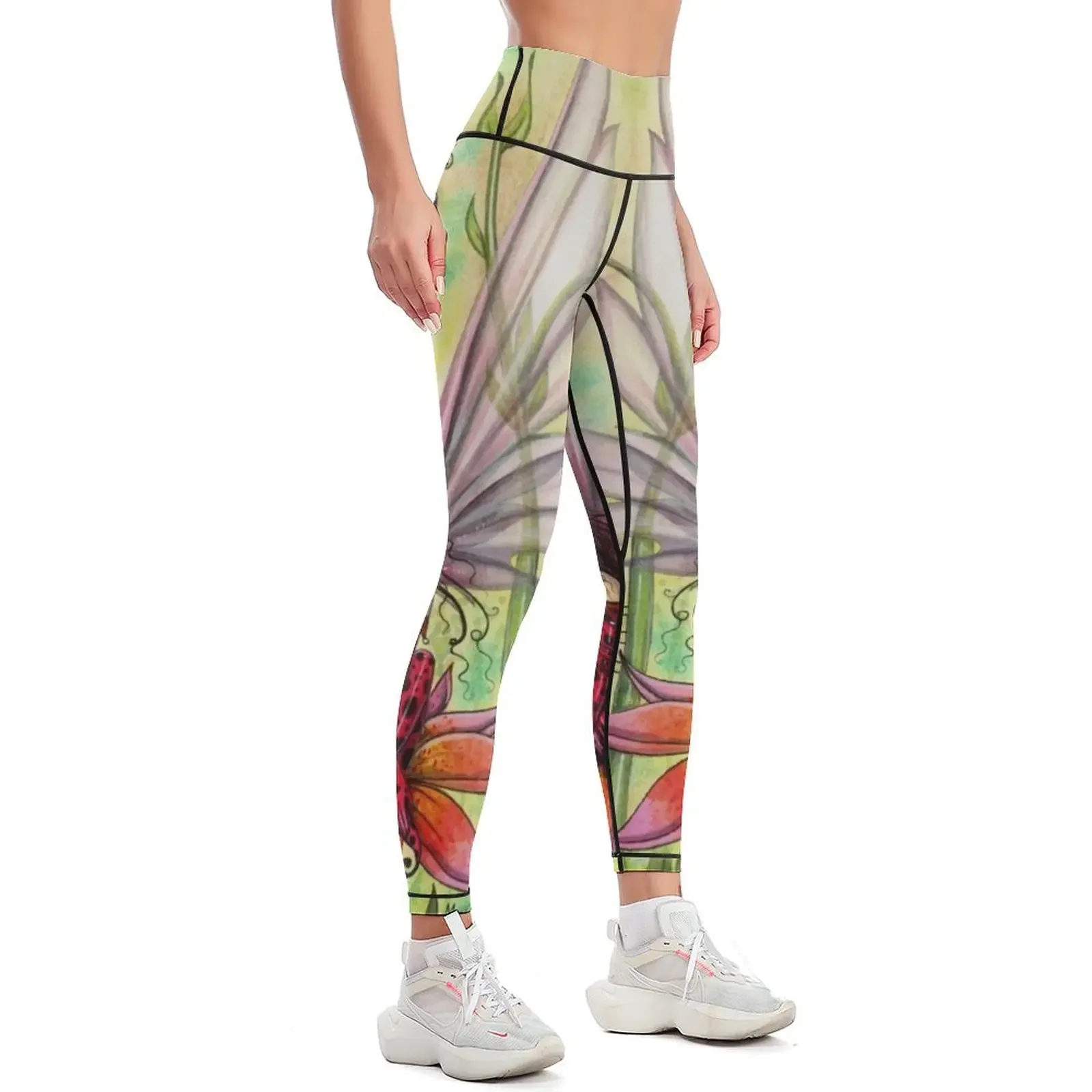 Ladybug Fairy Fantasy Illustration Leggings flared sporty woman push up Women's tights Fitness clothing Womens Leggings