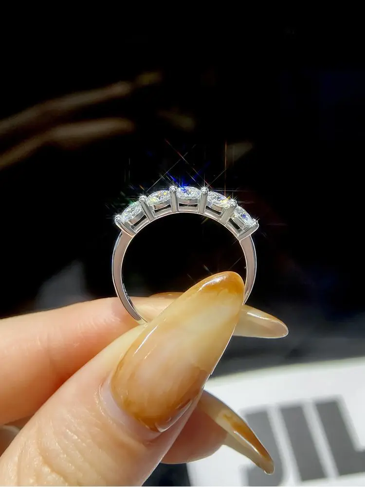 Echte 1,5CT Eternity Band Moissanit-Verlobungsringe für Frauen, Geschenk zum Jahrestag, Brillanter Diamant-Hochzeits-Luxus-Schmuck – Detail 2
