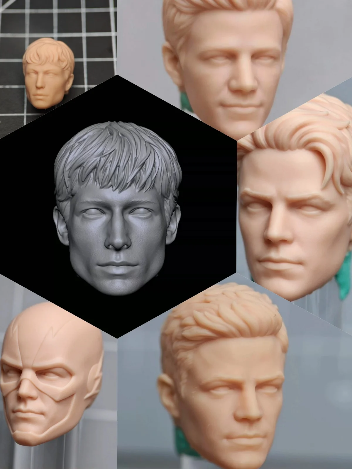 【Tête uniquement】Tête de figurine en résine non peinte, échelle 1/12, soldat masculin, héros de la justice doté d'une capacité d'agilité exceptionnelle, compatible avec les figurines d'action de 6 pouces.